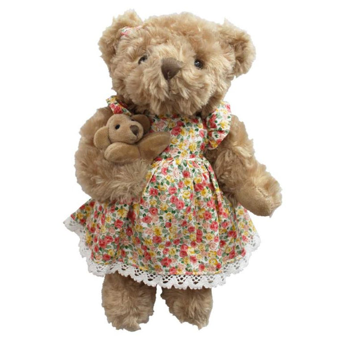 Teddy Bear In Yellow Dress With Baby Bear