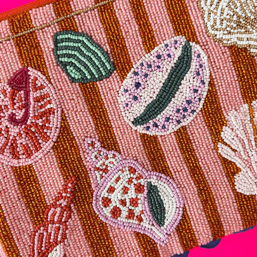 Tide Shells Beaded Clutch Bag