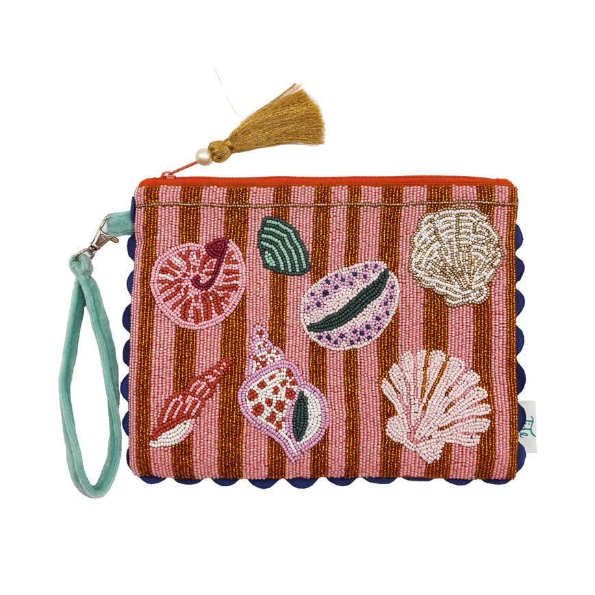 Tide Shells Beaded Clutch Bag