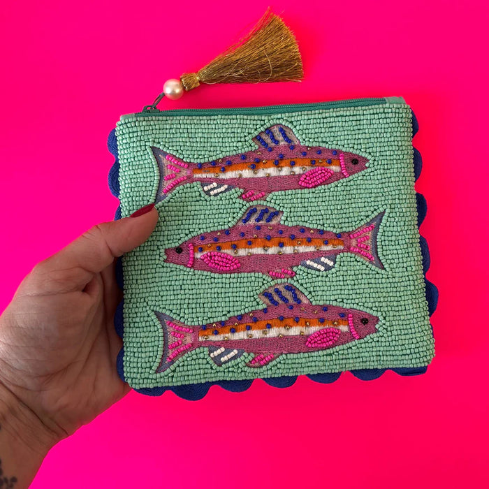 Tide Fish Beaded Pouch