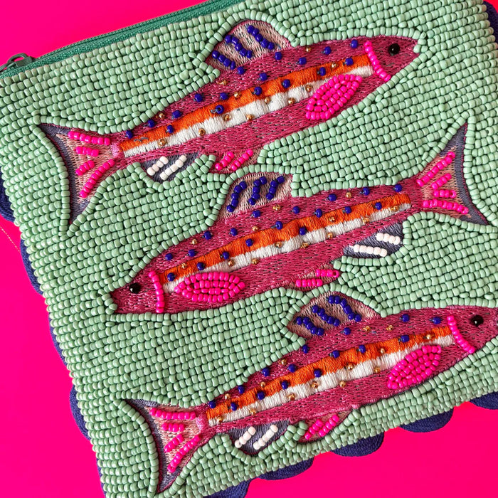 Tide Fish Beaded Pouch