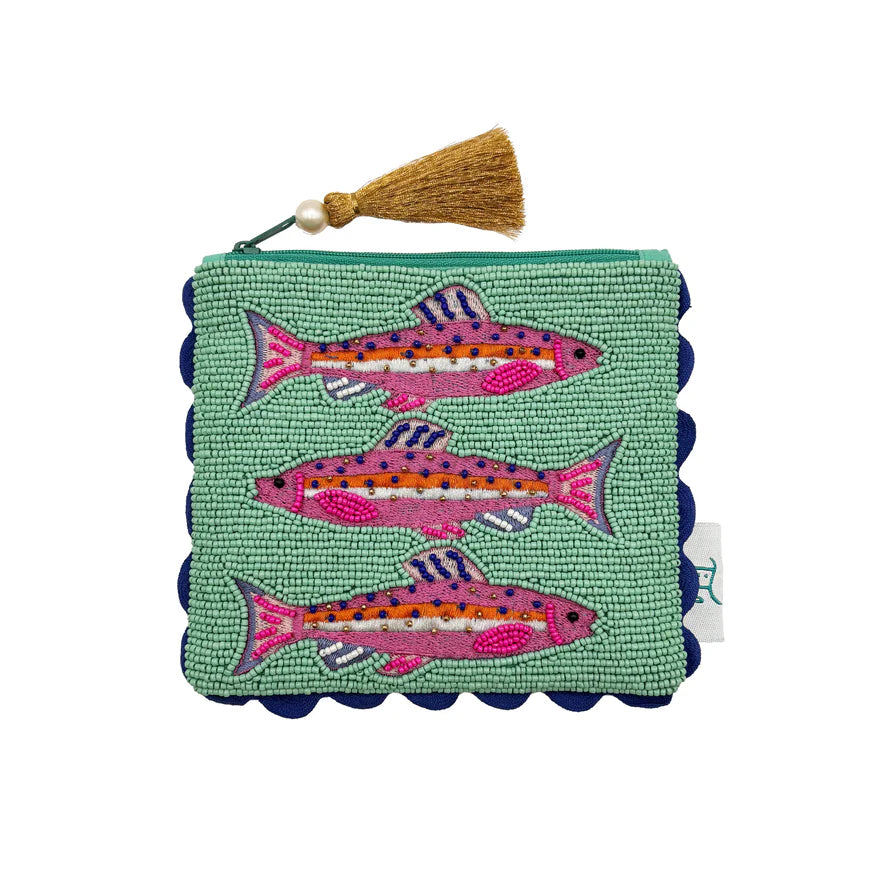 Tide Fish Beaded Pouch