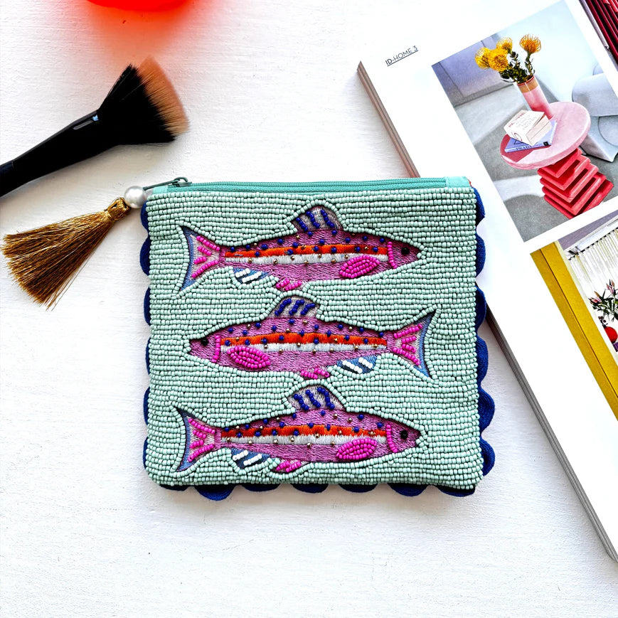 Tide Fish Beaded Pouch