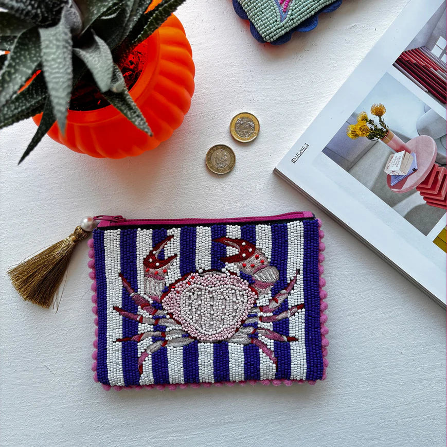 Tide Crab Beaded Purse