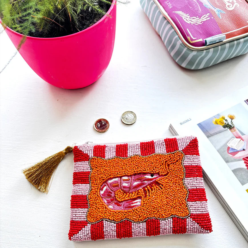 Tide Prawn Beaded Purse