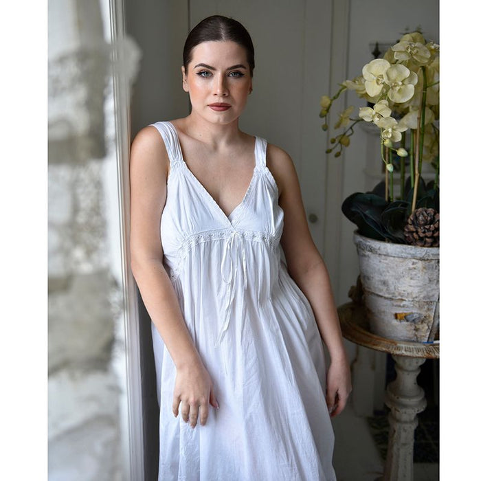 Ladies Sleeveless Nightdress with Rose Embroidery 'Joanna'