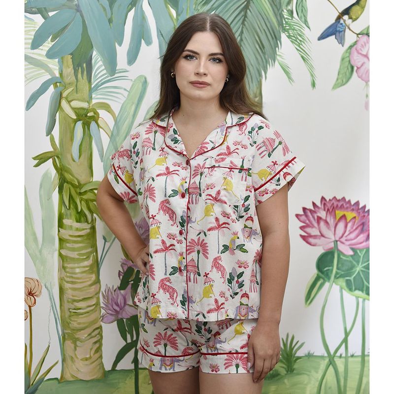 Ladies Sultan's Garden Print Cotton Short Pyjama Set