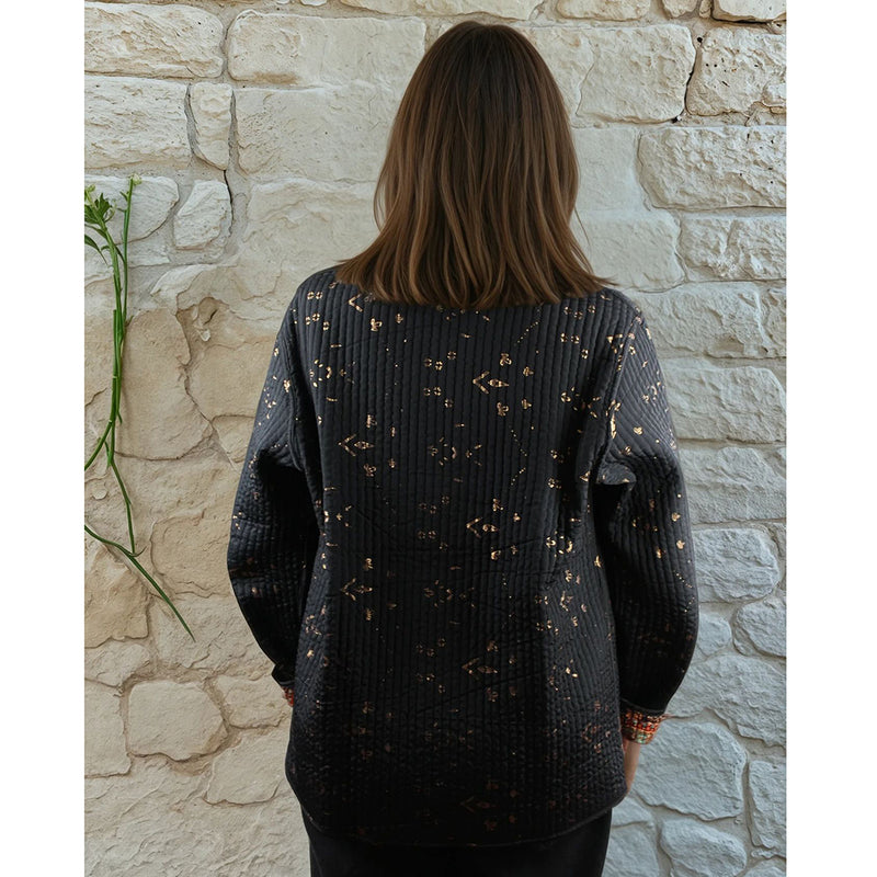 Black, Blue & Red Floral Paisley Reversible Quilted Jacket