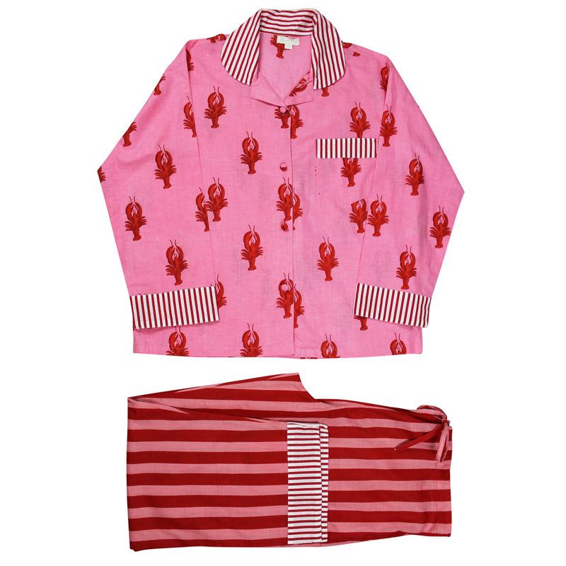 Pink & Red Lobster Cotton Pyjamas