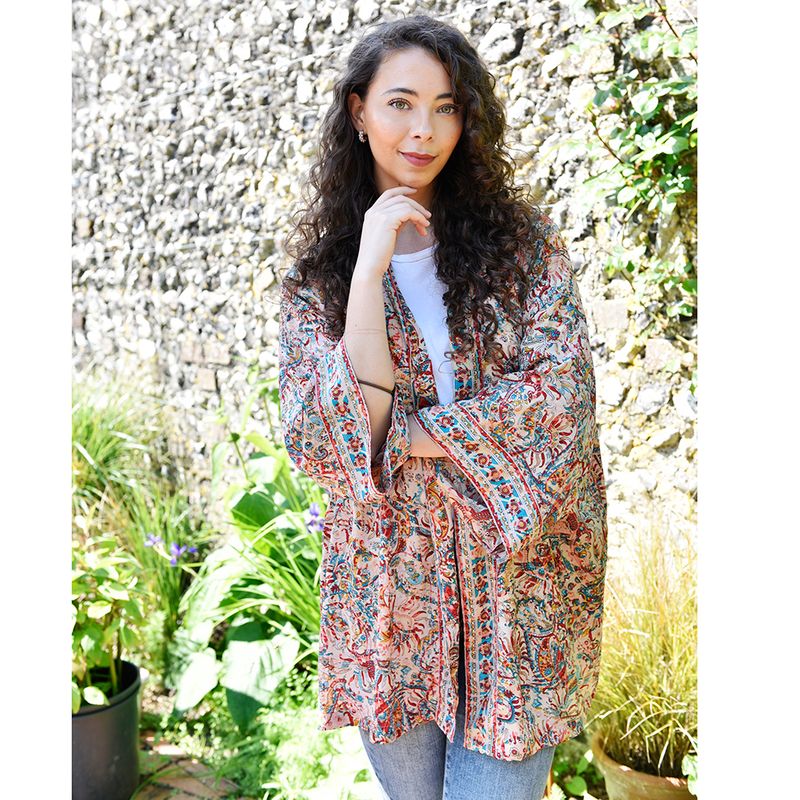 Red, Blue & Orange Paisley Viscose Summer Jacket