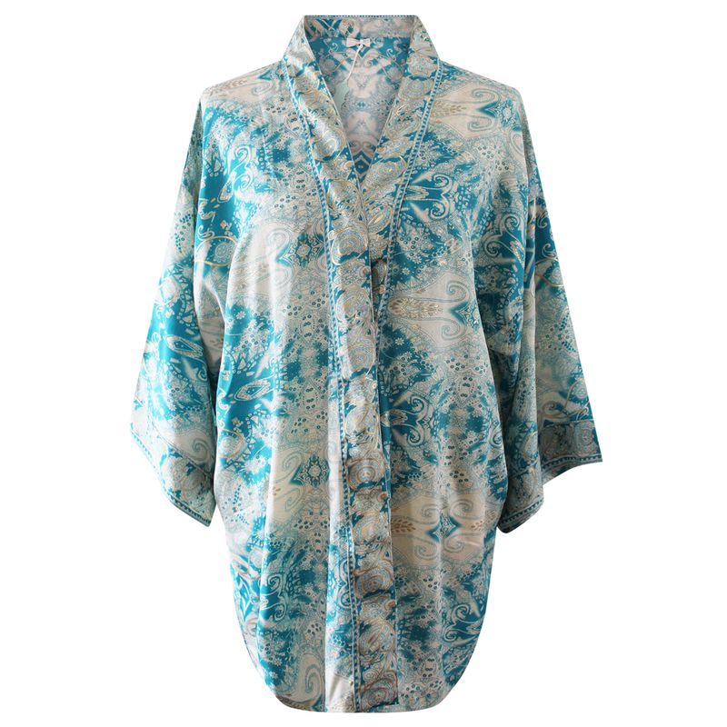 Turquoise & Gold Paisley Viscose Summer Jacket