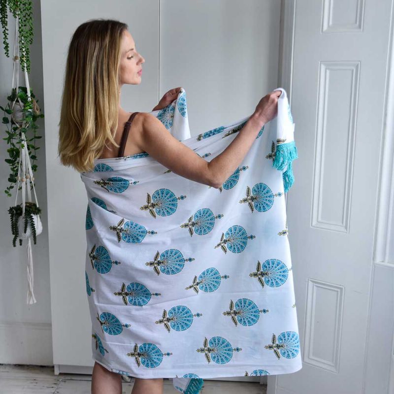 Aqua Shell Print Sarong
