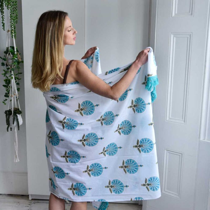 Aqua Shell Print Sarong