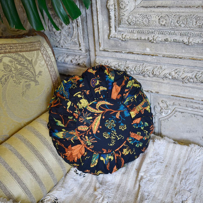 Burnt Orange Exotic Flower Indian Cushion