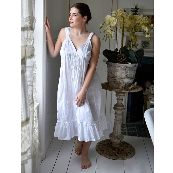 Ladies Sleeveless Nightdress with Rose Embroidery 'Joanna'