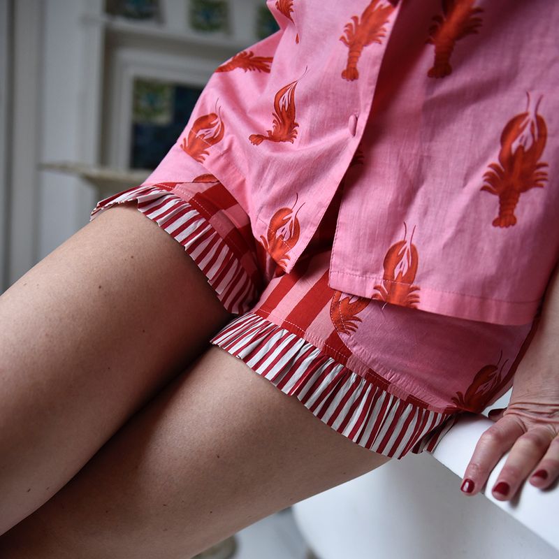 Pink & Red Lobster Cotton Short Pyjama Set