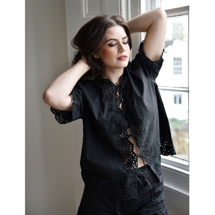 Ladies Black Cotton Short Pyjama Set 'Betty'