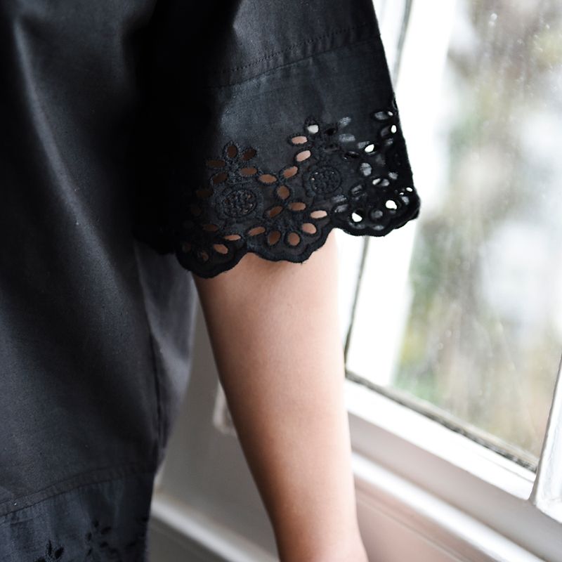Ladies Black Cotton Short Pyjama Set 'Betty'