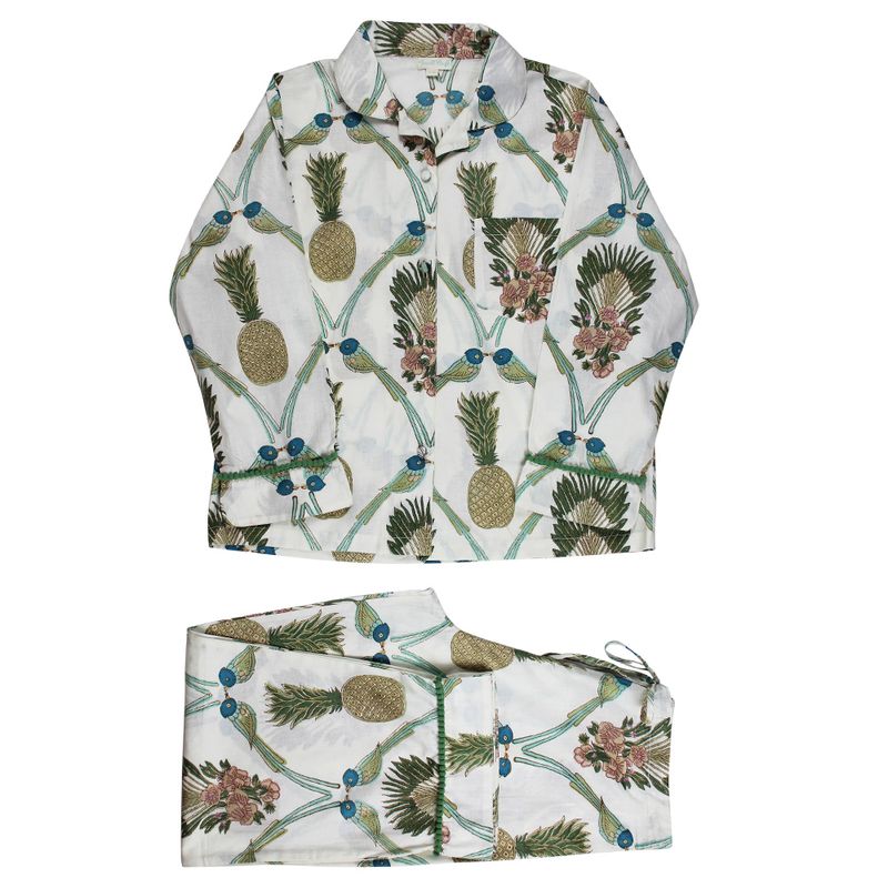Pineapple & Bluebird Cotton Pyjamas