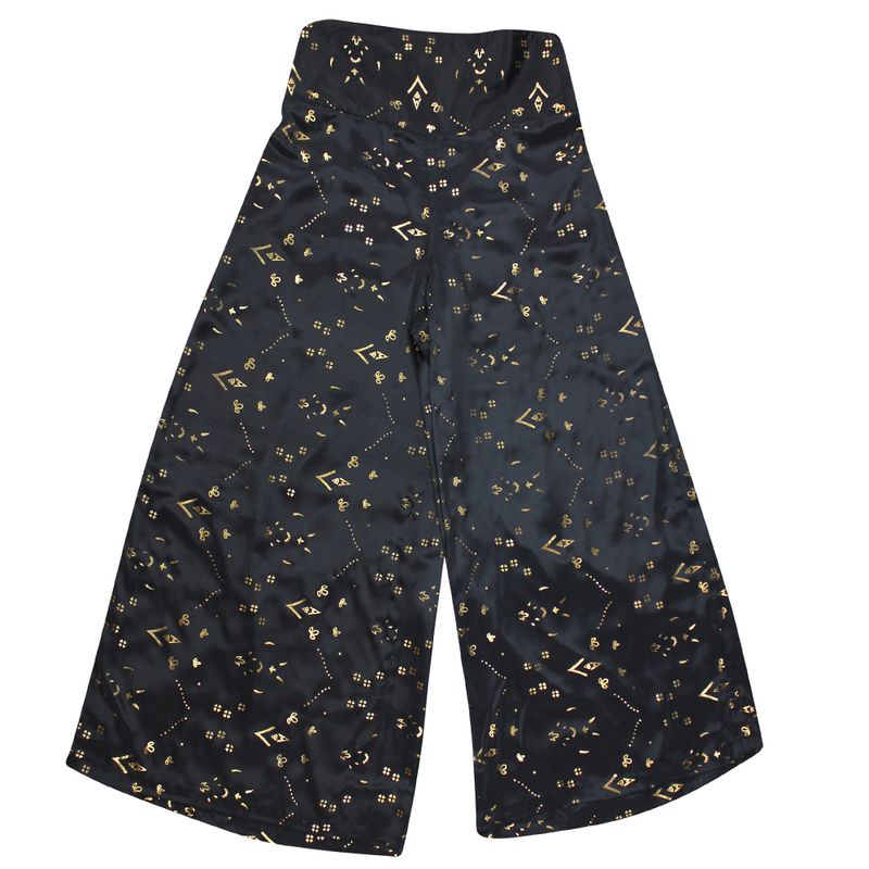 'Ziggy'  Black & Gold Small Geo Print Viscose Palazzo Trousers