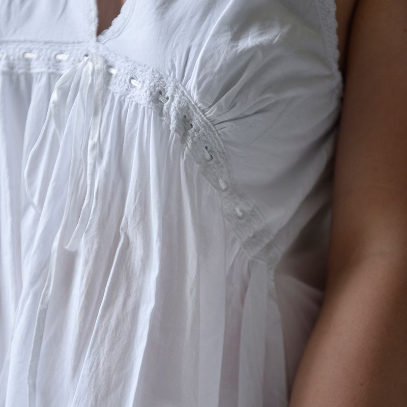 Ladies Sleeveless Nightdress with Rose Embroidery 'Joanna'