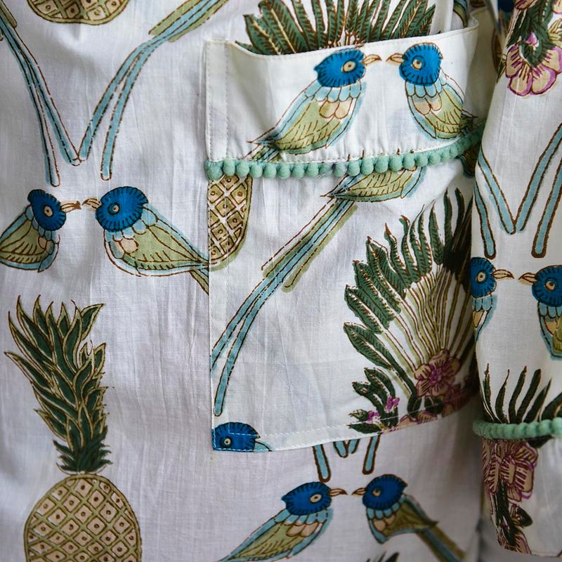Pineapple & Bluebird Cotton Dressing Gown