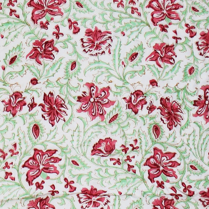Colourful Floral Motif Indian Block Printed Cotton Bed Quilt