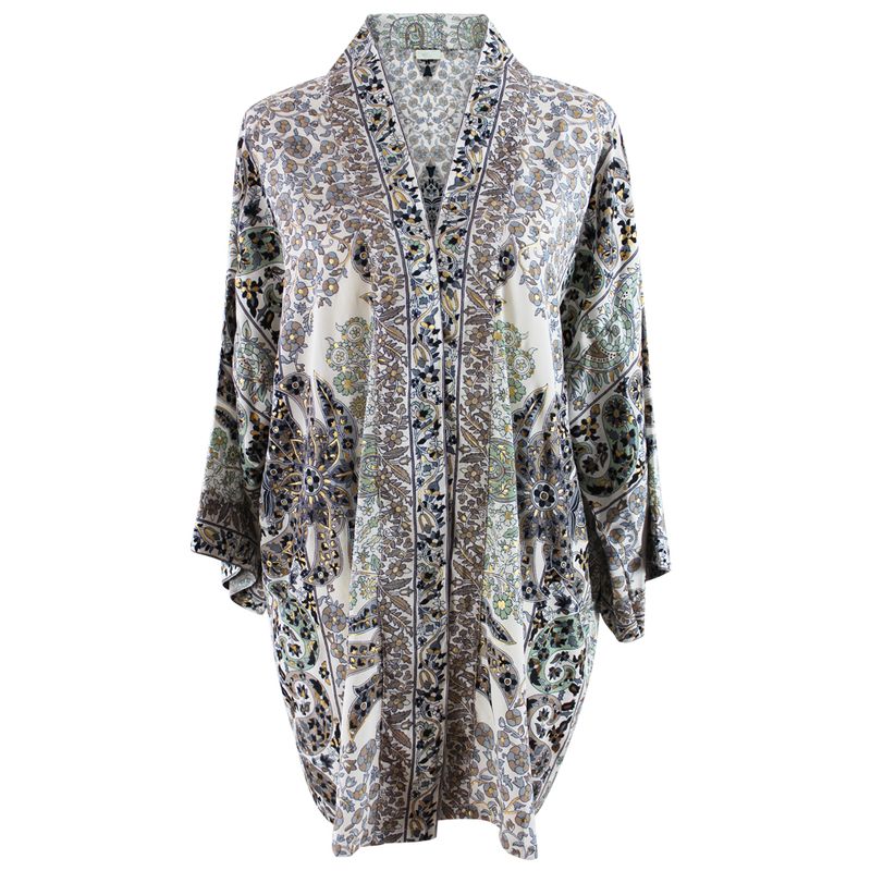 Black & Cream Floral Paisley Print Viscose Summer Jacket