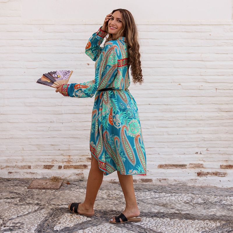 blue paisley shirt dress Cato Fashions