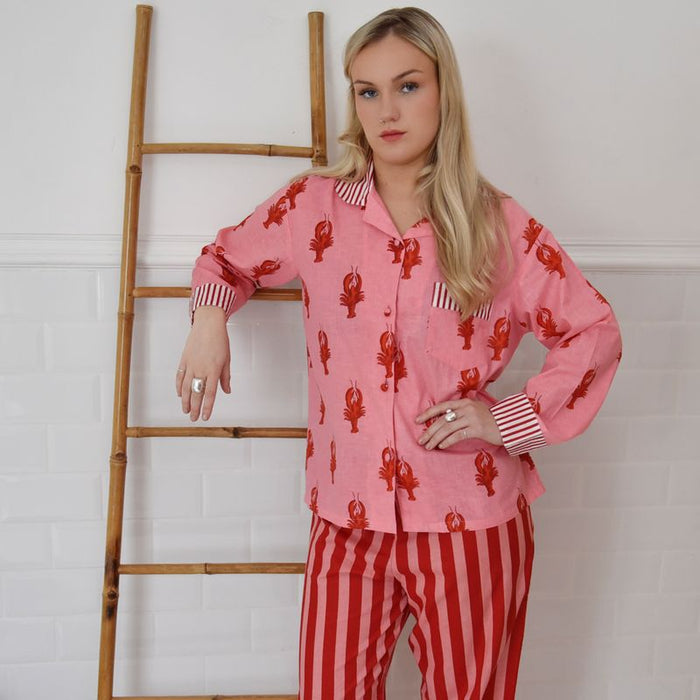 Pink & Red Lobster Cotton Pyjamas