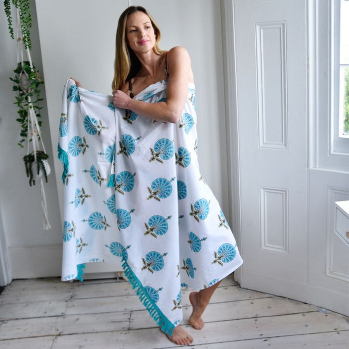 Aqua Shell Print Sarong