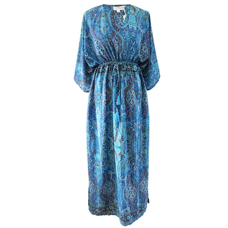 'Alanna' Blue Paisley Batwing Dress