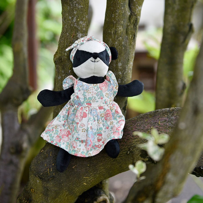 Mrs Badger in Sycamore Leaf Sleeping Bag