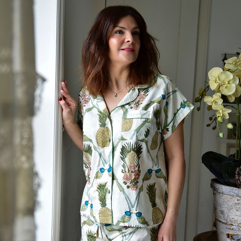 Pineapple & Bluebird Cotton Short Pyjama Set