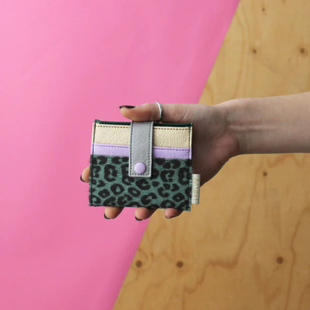 Lilac Leopard Animal Print Fold Over Card Holder