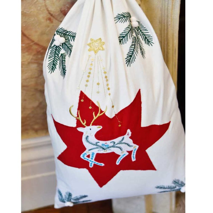 Reindeer Embroidered Christmas Sack