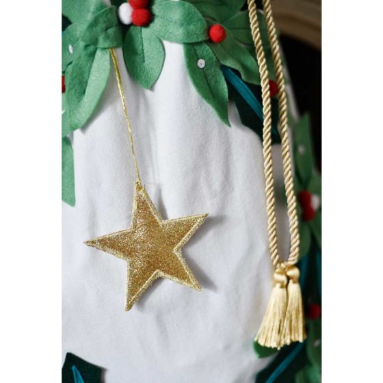 Holly Wreath Christmas Sack