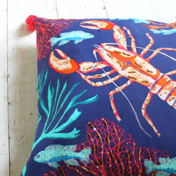 Coral Lobster Cushion