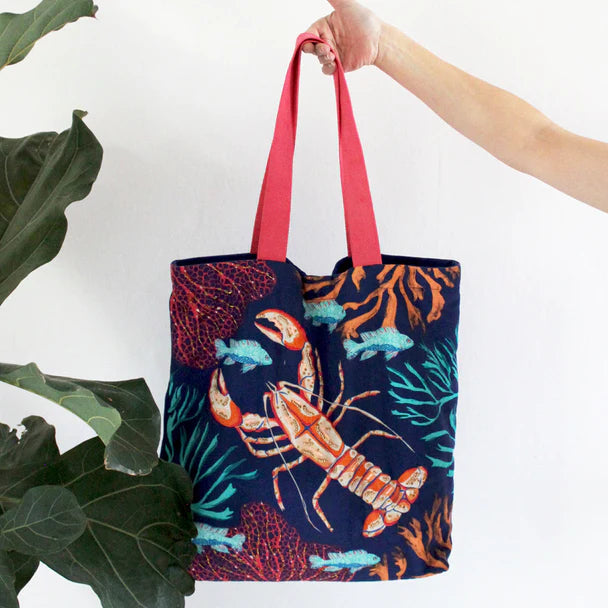 Coral Lobster Shopper Bag
