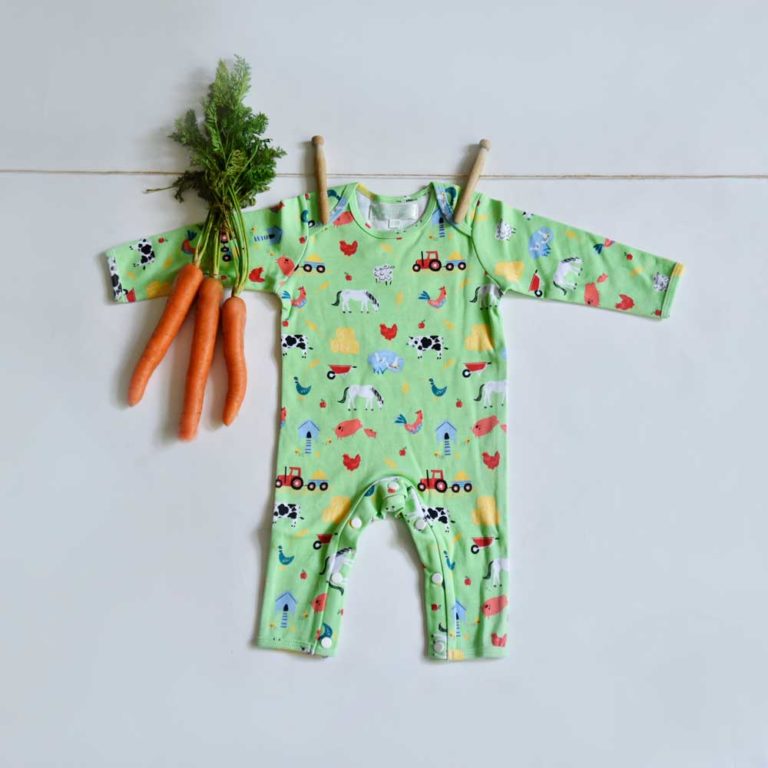 Farmyard Print Baby Jumpsuit