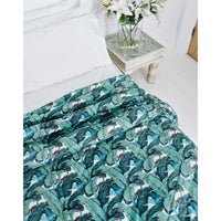 Green Leaf Print Cotton Indian Bed Quilt