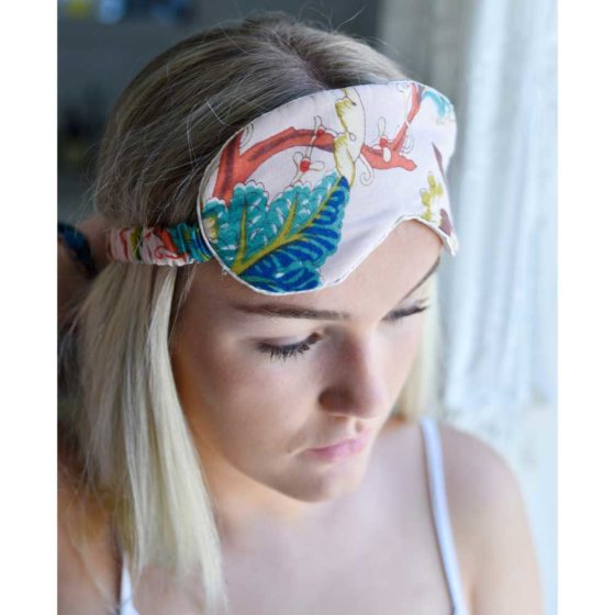 Pink Exotic Flower Cotton and Satin Eye Mask