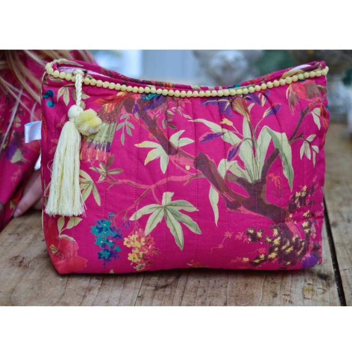 Hot Pink Birds of Paradise Print Wash Bag