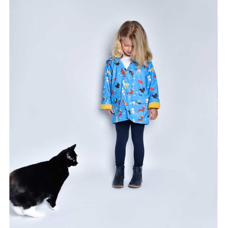 Children's Cat And Dog Print Raincoat