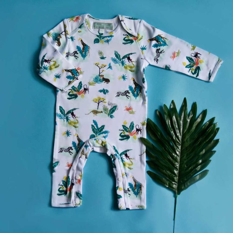 Safari Print Long Sleeve Baby Jumpsuit