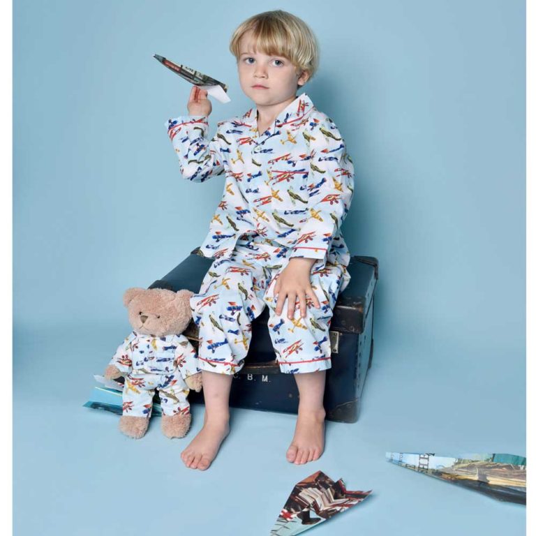 Children's Aeroplane Print Cotton Pyjamas