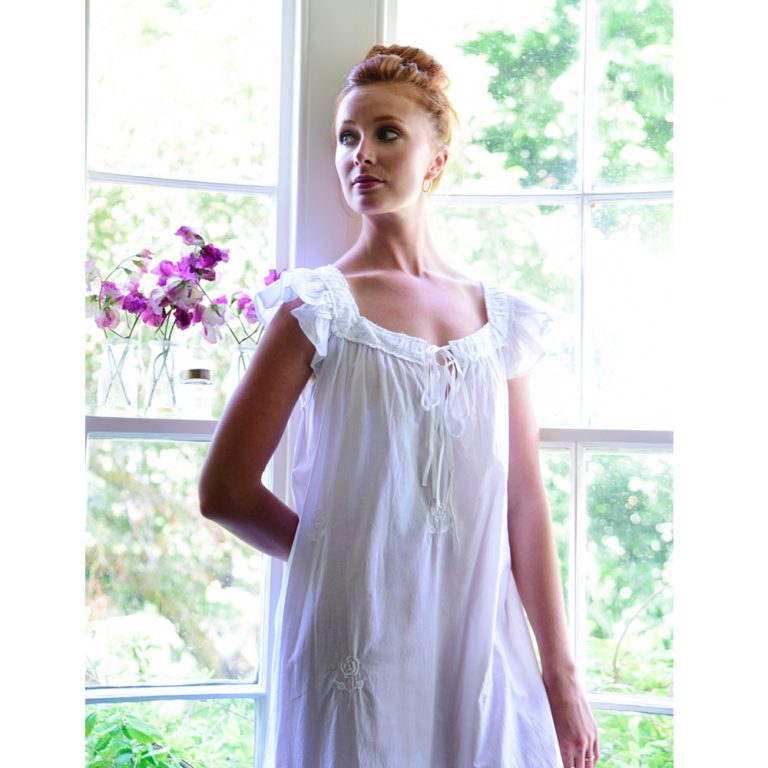 Ladies White Cotton Nightdress 'Margo'