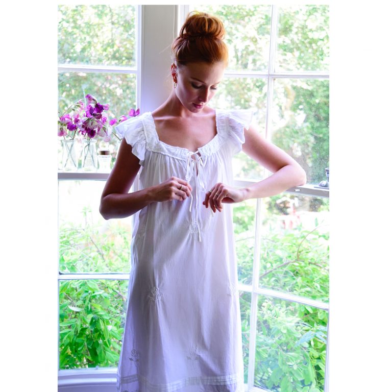 Ladies White Cotton Nightdress 'Margo'