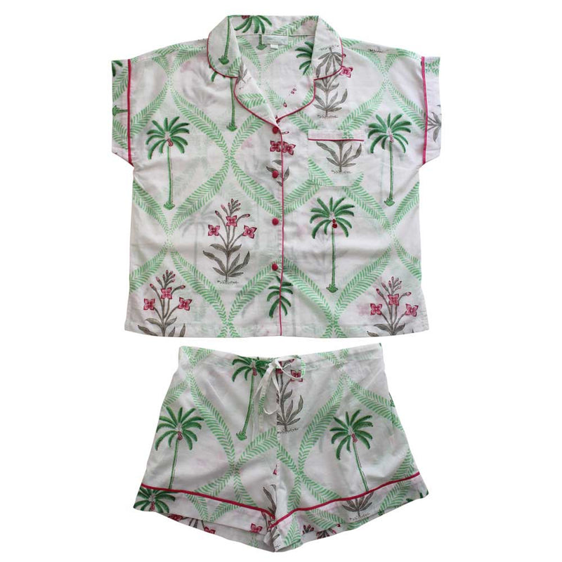 Floral Print Short Sleeve 100% Woven Cotton Pyjama PJ77208