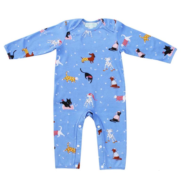 Cat and Dog Print Baby Jumpsuit